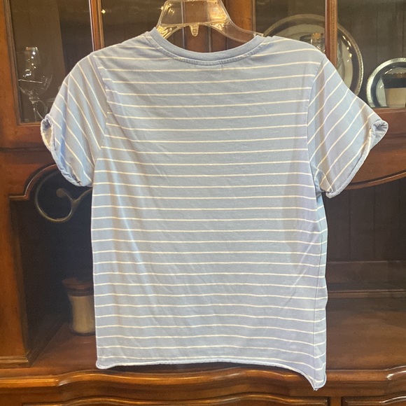Blue and White Stripped Rue 21 Tee Shirt - Picture 3 of 3